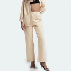 Zara high-waisted, wide-leg denim pants